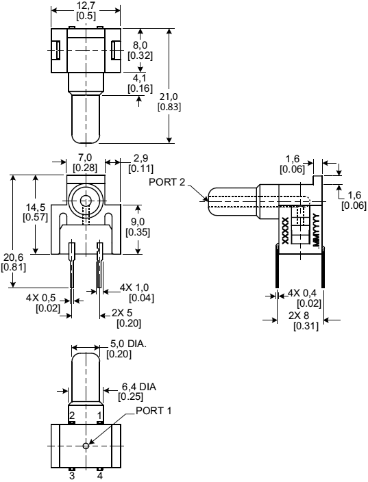 Sensor: pressure; Range: ±1psi; gage; Output conf: analogue