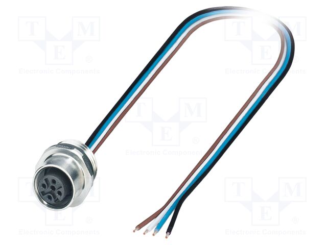 Connector: M12; socket; PIN: 4; female; 250V; straight; cables; 4A