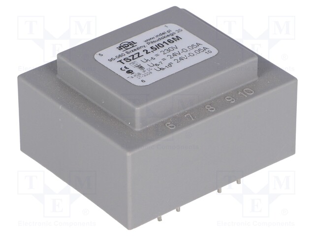 Transformer: encapsulated; 2.5VA; 230VAC; 24V; 24V; 0.05A; 0.05A