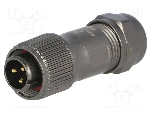 Plug; male; ST12; PIN: 3; IP67; 5÷8mm; 13A; soldering; for cable; 250V
