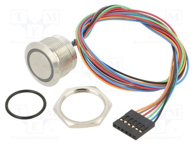 Switch: capacitive; Pos: 2; SPST; 1A/24VDC; IP68; OFF-(ON); RGB