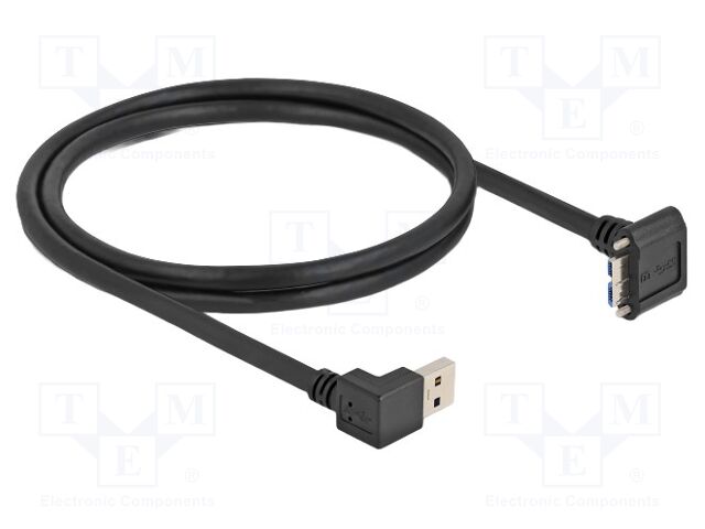 Cable; USB A angled plug,USB B micro plug angle; 1m; black