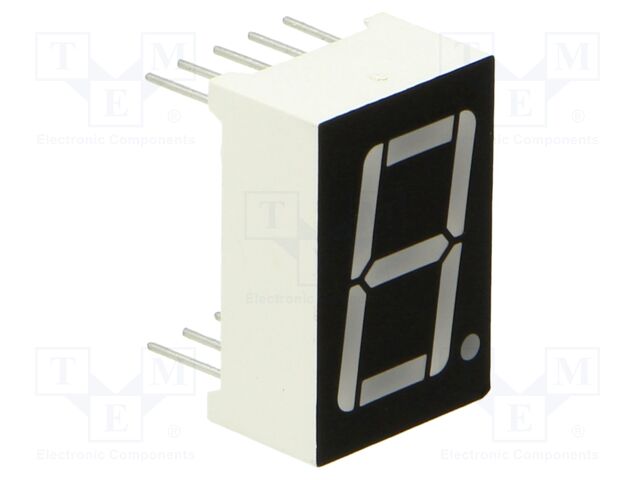 Display: LED; 7-segment; 14.2mm; 0.56"; No.char: 1; yellow; 60mcd