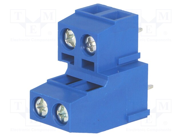 PCB terminal block; angled 90°; 5mm; ways: 4; on PCBs; double deck