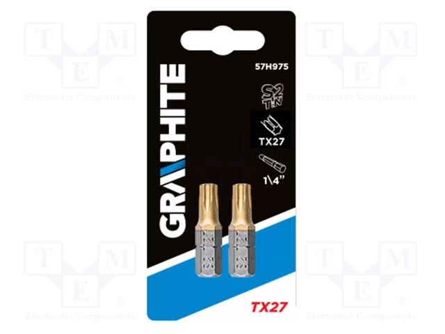 Screwdriver bit; Torx®; TX27; Overall len: 25mm; 2pcs.
