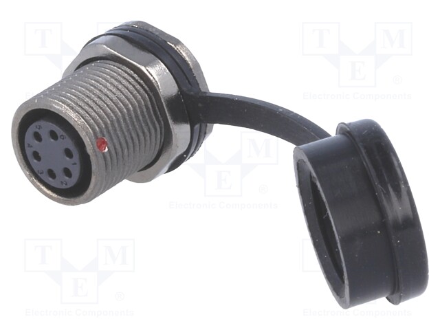 Socket; female; ST12; PIN: 6; IP67; 5A; soldering; 125V; 0.75mm2