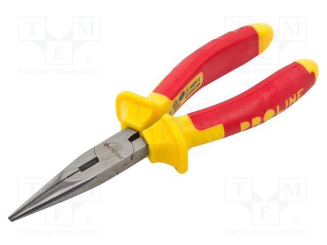 Pliers; insulated,half-rounded nose; chrome-vanadium steel