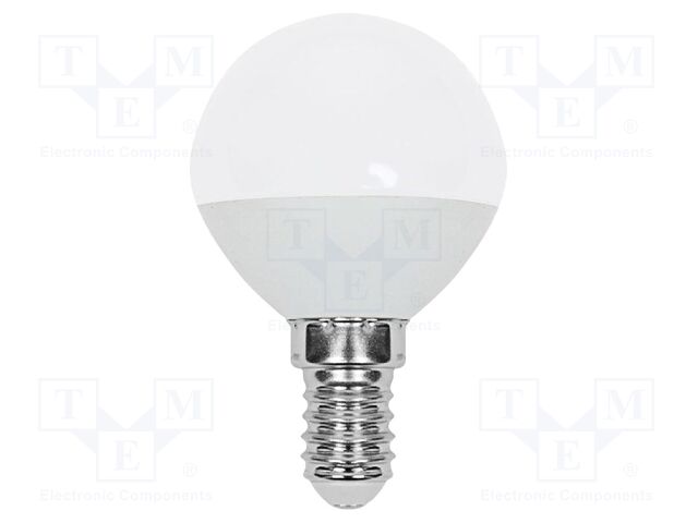 LED lamp; white warm; E14; 220÷240VAC; 320lm; P: 3.7W; 180°; 3000K