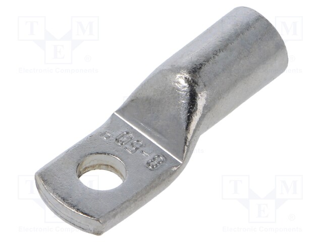 Tip: ring tube; M8; 50mm2; crimped; for cable; tinned; copper; 8.4mm