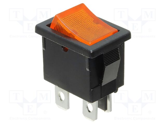 ROCKER; DPST; Pos: 2; ON-OFF; 6A/250VAC; Backlight colour: yellow