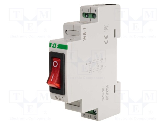 Module: pushbutton switch; 250VAC; 16A; IP20; Actuator colour: red