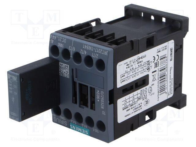 Relay Contactor, 3RT2 Series, 3PST-NO, 3P, 6.7 A, 5.5 kW, 690 VAC