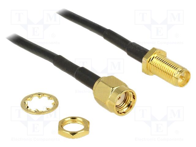 Cable; 200mm; RP-SMA male,RP-SMA female; black; Øcable: 2.8mm; 50Ω
