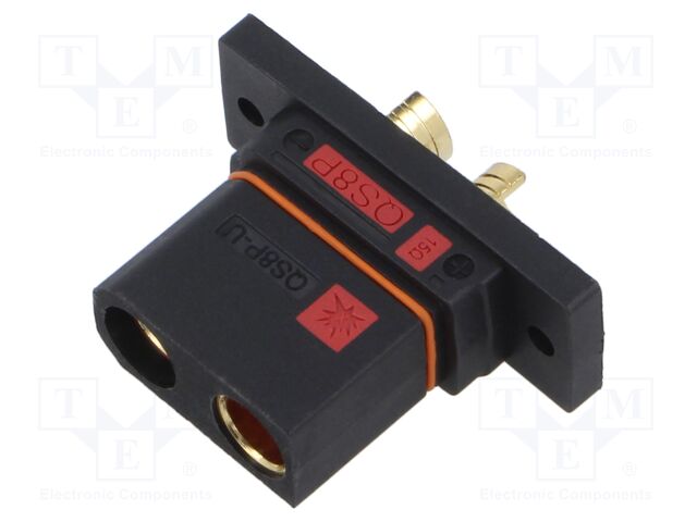 Connector: DC supply; socket; QS; female; PIN: 2; soldering; black