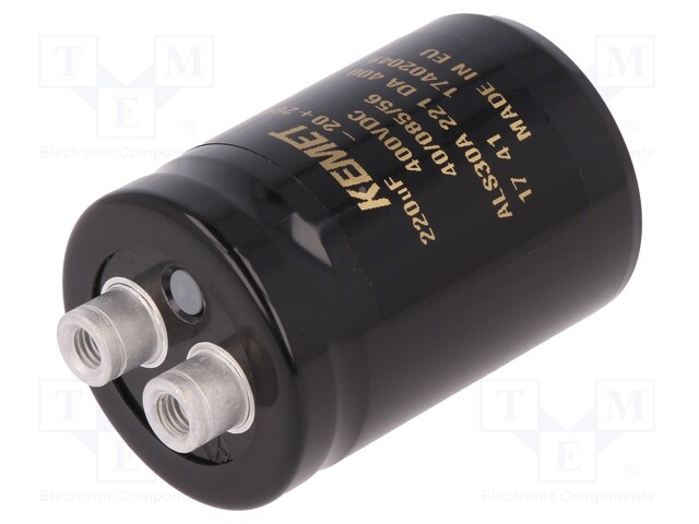 Capacitor: electrolytic; 220uF; 400VDC; Leads: screw; ESR: 570mΩ