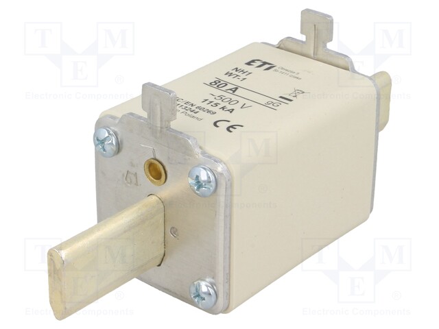 Fuse: fuse; gG; 80A; 500VAC; ceramic,industrial; NH1; WT-NH