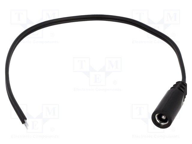 Cable; wires,DC 5,5/2,5 socket; straight; 0.5mm2; black; 0.2m