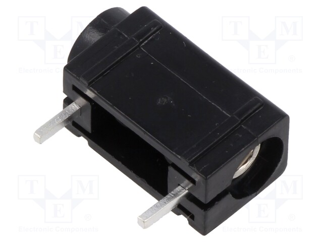 Socket; 4mm banana; 24A; 24mm; black; silver plated; PCB
