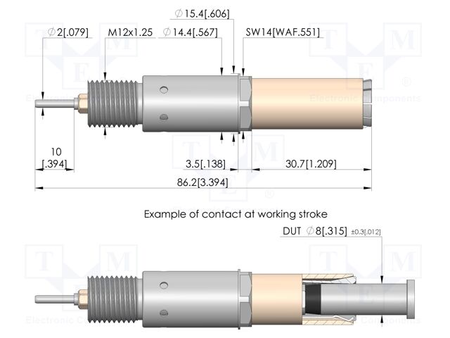Test needle; Spring compression: 4mm; 5.5mm; 175A; CuBe; Ø: 13mm