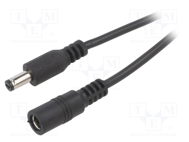 Cable; DC 5,5/2,1 plug,DC 5,5/2,1 socket; straight; 0.5mm2; 1m