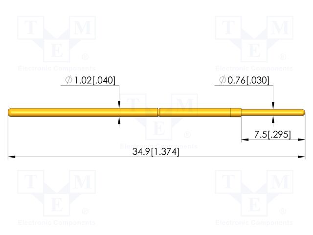 Test needle; Spring compression: 5.5mm; 7.5mm; 3A; CuBe; Ø: 0.8mm