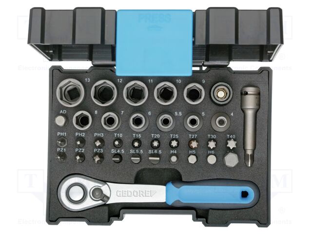Wrench-set; 6-angles,rattle,socket bits,socket spanner; 1/4"