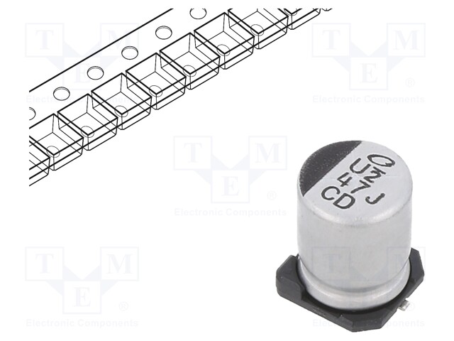 Capacitor: electrolytic; low impedance; SMD; 47uF; 63VDC; Ø8x10mm