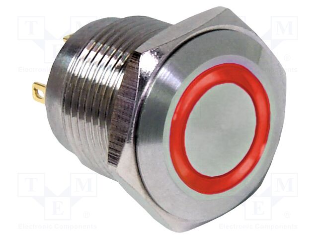 Switch: vandal resistant; SPST-NO; 2A/48VDC; IP65; OFF-(ON); Ø16mm