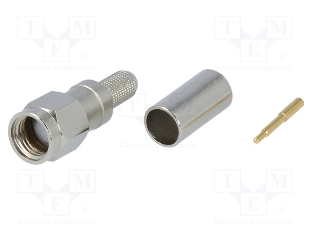 Plug; SMA; male; straight; 50Ω; RG58; crimped; for cable; teflon