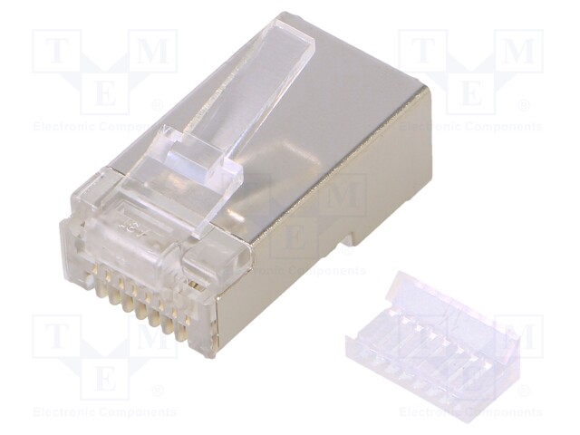 Plug; RJ45; PIN: 8; Cat: 5e; shielded; Layout: 8p8c; crimped; straight