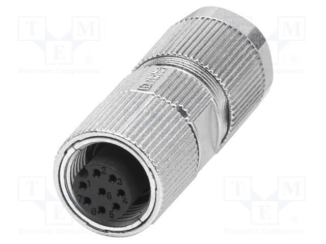 Connector: M12; plug; PIN: 8; 30V; straight; IP65; crimped; A code; 2A