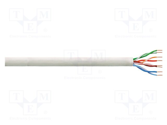 Wire; U/UTP; 4x2x23AWG; 6; wire; CCA; PVC; grey; 100m; Øcable: 6mm
