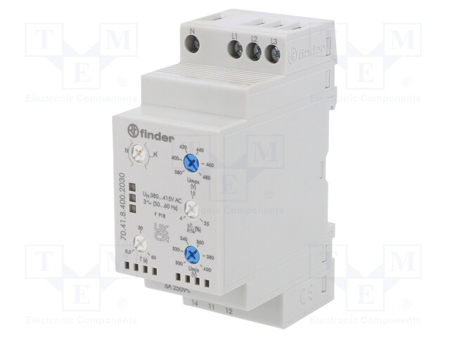 Phase Monitoring Relay, Multifunction, 70 Series, SPDT, 10 A, DIN Rail, Panel, Screw, 250 VAC