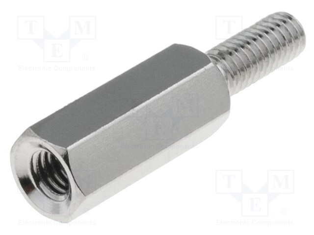 Screwed spacer sleeve; 13mm; Int.thread: M3; Ext.thread: M3; brass