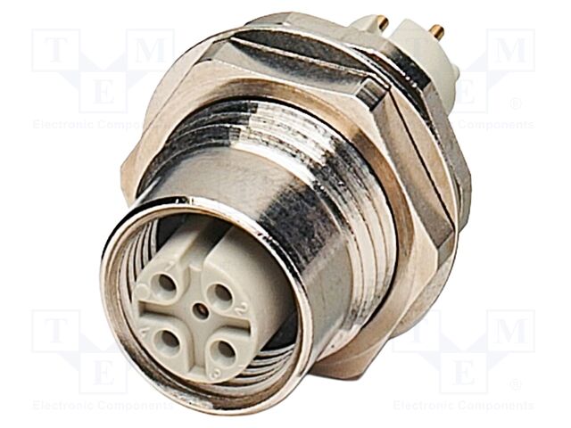 Connector: M12; socket; PIN: 5; female; 60V; straight; IP67; THT; 4A