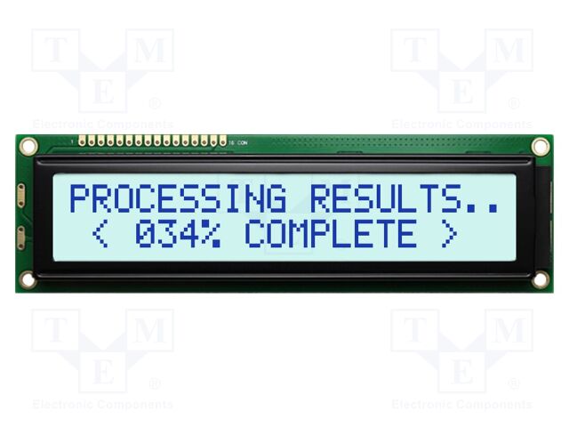 Display: LCD; STN Positive; 20x2; grey; 146x43mm; LED; 1x16; 5V