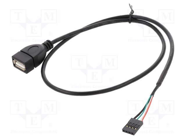 Cable; USB 2.0; USB A socket,4pin pin header; gold-plated; 0.6m