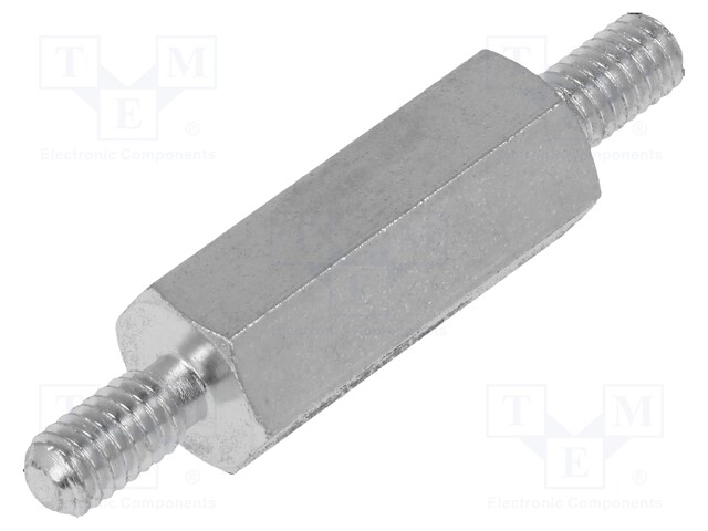 Screwed spacer sleeve; 20mm; Ext.thread: M4; hexagonal; steel