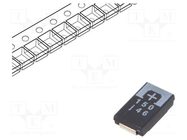 Capacitor: tantalum-polymer; 150uF; 6.3VDC; TPE; SMD; ±20%; 2000h