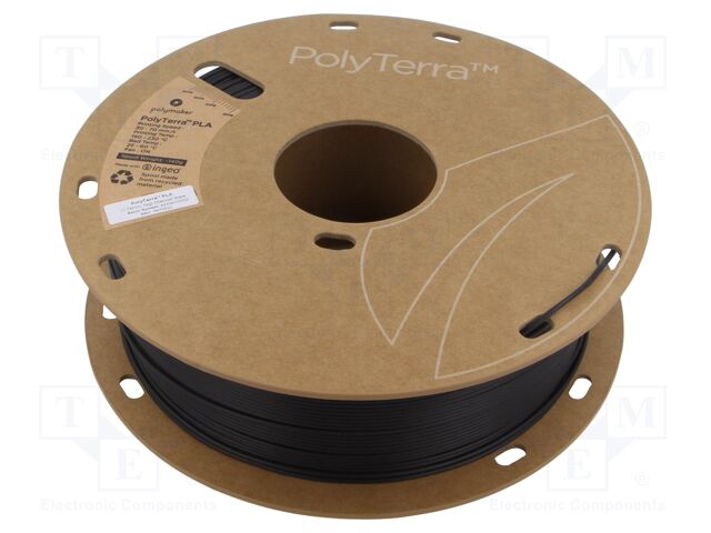 Filament: PLA; 1.75mm; charcoal black; 190÷230°C; 1kg; PolyTerra™