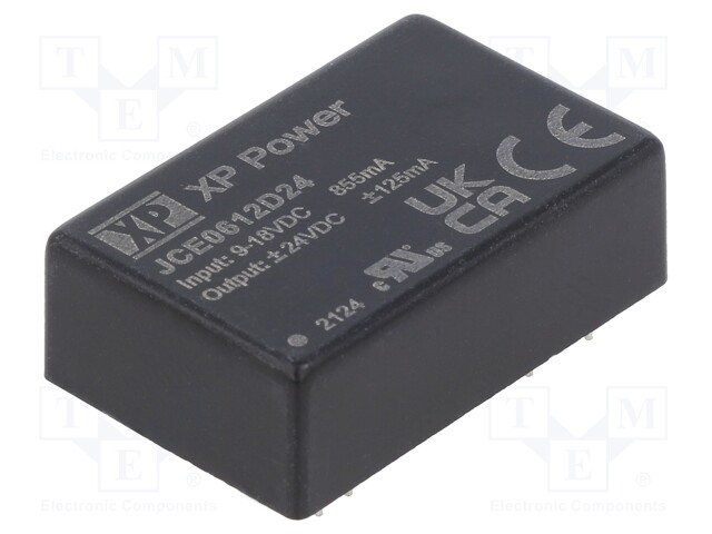Isolated Board Mount DC/DC Converter, 2:1 Input, ITE, 2 Output, 6 W, 24 V, 125 mA, -24 V