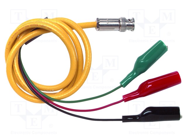 Test lead; 3x crocodile clip-BNC male plug; Len: 0.91m; Z: 50Ω