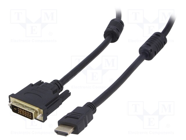 Cable; HDMI 1.4; DVI-D (24+1) plug,HDMI plug; 1.8m; black