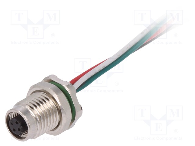 Connector: M5; socket; female; cables; PIN: 4; IP67; 60V; 100mm; 1A