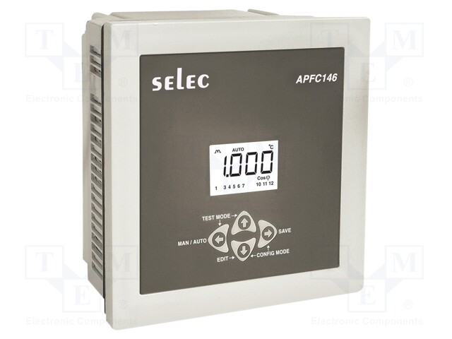 On panel; LCD 4 digits; 144x144x55mm; 400g; 45÷65Hz; 0÷60°C