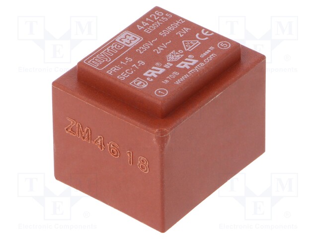 Transformer: encapsulated; 2VA; 230VAC; 24V; 83mA; Mounting: PCB