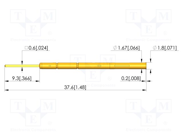 Test probe socket; gold-plated; KS-945; 37.6mm; test needles