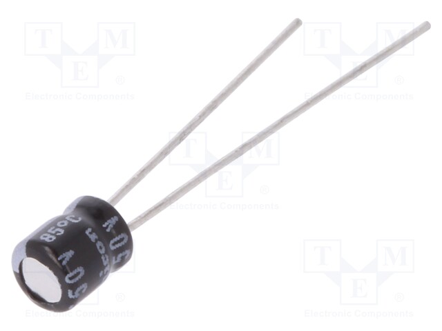 Capacitor: electrolytic; THT; 1uF; 50VDC; Ø4x5mm; Pitch: 1.5mm; ±20%