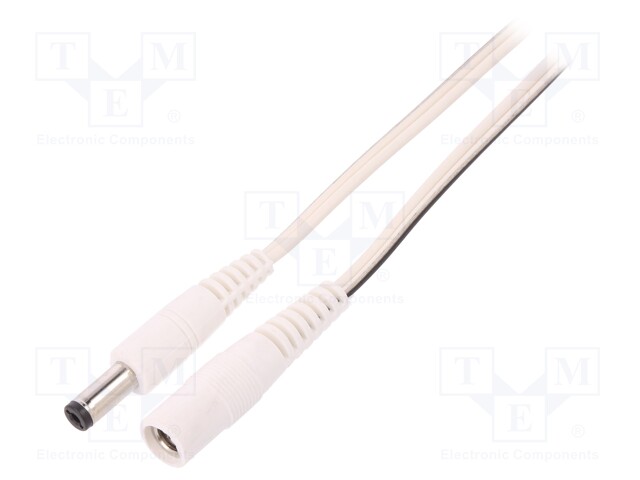 Cable; DC 5,5/2,1 plug,DC 5,5/2,1 socket; straight; 0.5mm2; 2m