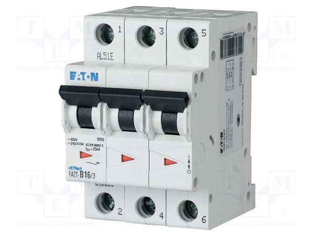 Circuit breaker; 230/400VAC; Inom: 15A; Poles: 3; Charact: D; 25kA
